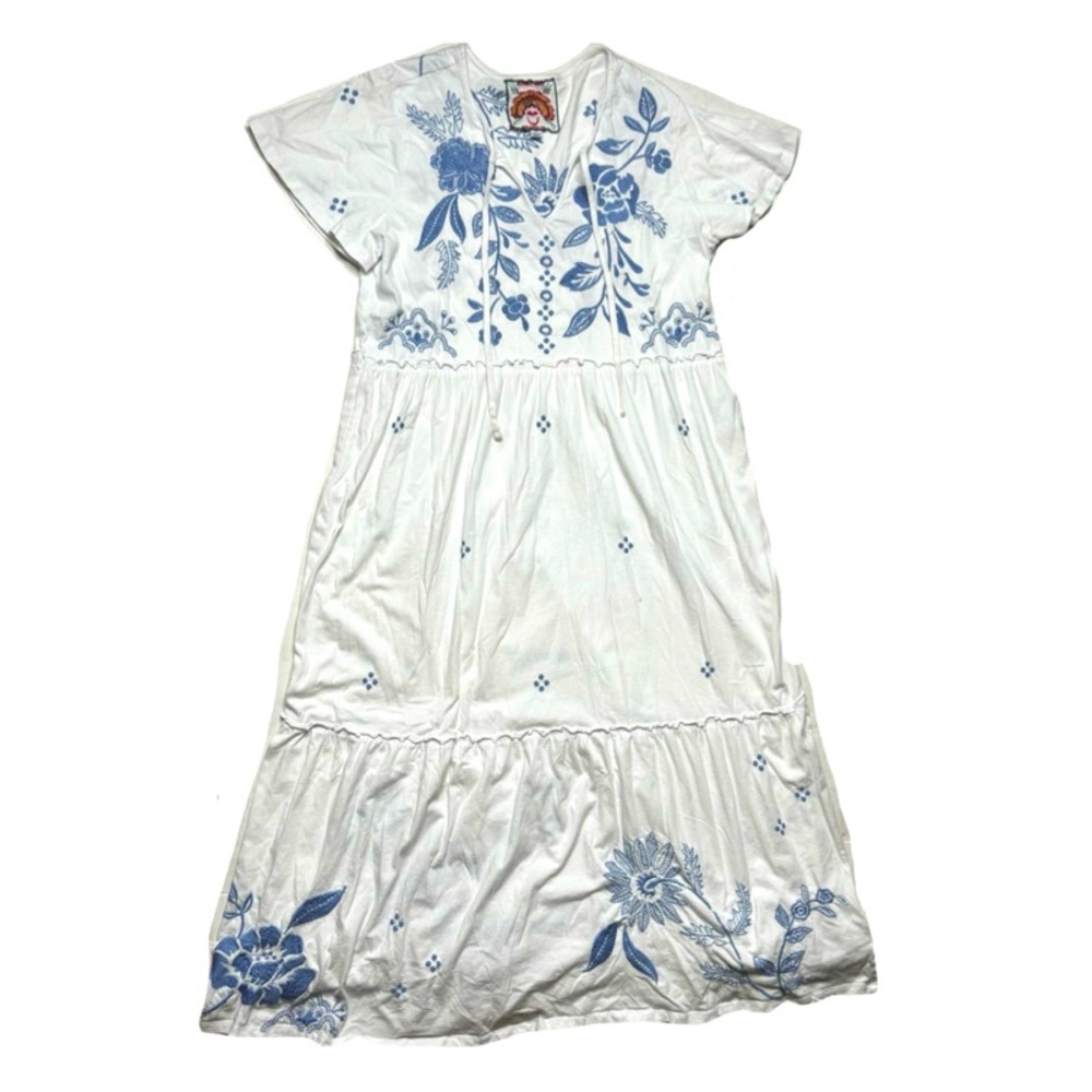 Johnny Was Embroidered Bohemian Tiered Maxi/Midi Dress